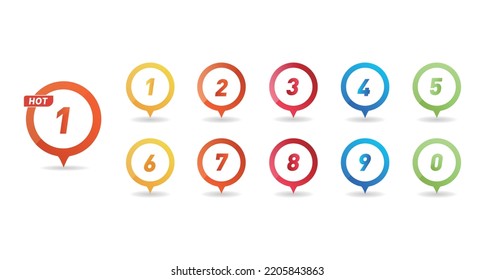 Colorida ilustración vectorial de etiqueta numérica.