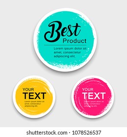 
Colorful label paper circle brush stroke style collections, vector illustration