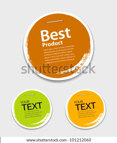 Colorful label paper circle brush stroke, vector illustration