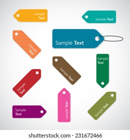 Colorful label , tag with blank for text isolated on white background. Vector illustration