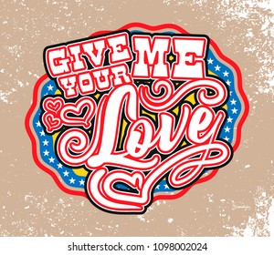 Colorful label vintage text. Vector illustration design for t-shirt and printing.