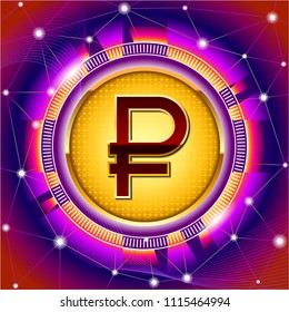 Colorful label with world currency symbol. It can be use as web icon or splash screen design