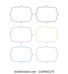 Etiquetas coloridas con línea discontinua en 6 colores diversos aislados en blanco