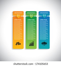 colorful labels with sequence of steps  - vector infographic banners. This vertical graphic can be used in marketing materials, websites & webdesigns, business presentations, advertising, etc