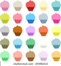Colorful labels shaped like cupcake