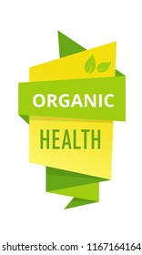 Colorful labels, stickers, badges, healthy organic food. Eco-friendly ecology natural products in the organic food market, farm, biological labels, tags. Vector illustration isolated.