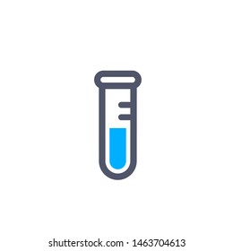 Colorful laboratory beaker icon. Сhemical experiment in flask. Сhemistry and biology symbol. Flask vector illustration. Science technology. Isolated object on white background.