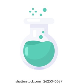 Colorful laboratory flask with bubbling liquid