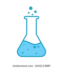 Colorful laboratory research icon. chemical test icon line vector graphics. chemistry theme. blue chemical test tubes icon. flask lab icon