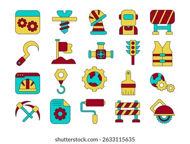 Conjunto Colorido de Elementos do Dia do Trabalho