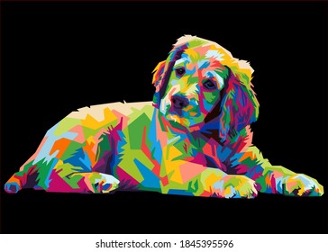 colorful Labrador Retriever dog head with cool isolated pop art style backround. WPAP style