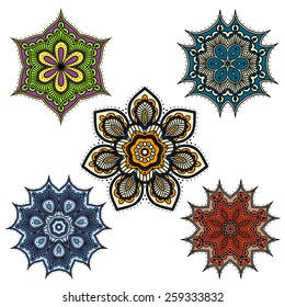 Colorful lace and circular ornaments or patterns