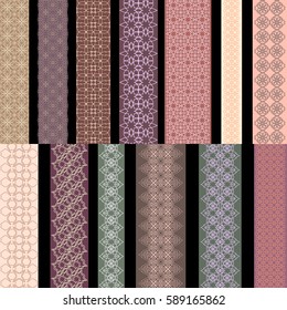Colorful lace vertical seamless pattern . Vector set. Use for decoration,  embroidery,braid, tape, ribbon .