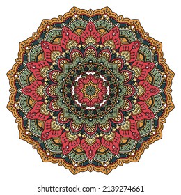 farbenprächtige Spitzen-Mandala mit geometrischen Mustern