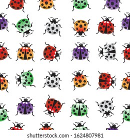 Colorful lady bug seamless pattern,vector illustration.