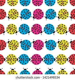 colorful ladybug meeting seamless pattern on white background vector