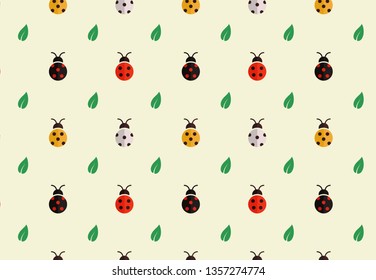 Colorful ladybugs seamless pattern. Template for fashion prints, background, wrapping paper, fabric, surface design. Vector decorative illustration of ladybug in modern style.