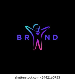 Colorful Lamp Man Silhouette Logo Design. Colorful Lamp Headed Human Silhouette Logo Design.