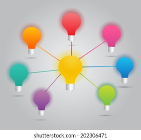colorful lamp network idea text box. 
