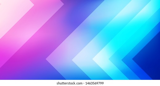 Colorful landing page. Blurred pink and blue gradient background with minimal geometric shapes composition. Vector illustration for your graphic design, banner, poster, website.