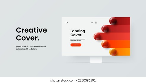 Colorful landing page design vector template. Premium display mockup banner illustration.