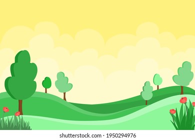 A colorful landscape background theme is a perfect way to cheer up those gray days. Vector design background that captures the natural beauty of landscape view.
