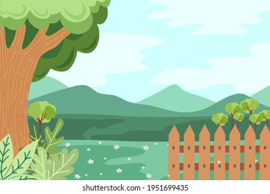 A colorful landscape background theme is a perfect way to cheer up those gray days. Vector design background that captures the natural beauty of landscape view.