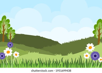 A colorful landscape background theme is a perfect way to cheer up those gray days. Vector design background that captures the natural beauty of landscape view.