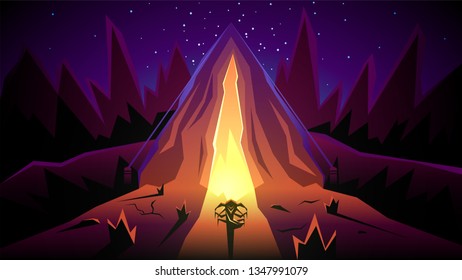 Colorful landscape.  Concept of nature. Abstract background. Graphic design. Digital art. Modern style. Creative icon. Beautiful logo. Isolated objects. Flat composition. Vector illustration 10 EPS