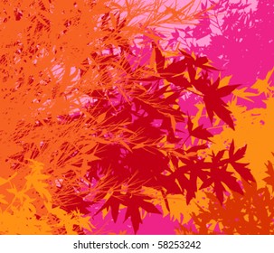 Colorful landscape of foliage - Vector pop illustration - The different graphics are on separate layers so they can easily be moved or edited individually