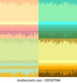 Colorful landscape set,  savannah landscape,  safari park,  desert landscape,  jungle background.