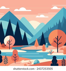 Colorful landscape vector illustration art