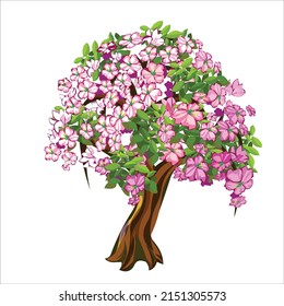 Gran y colorida ilustración del vector del árbol de otoño