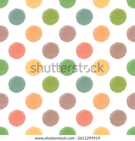 colorful large polka dot seamless pattern. textured hand drawn geometric shapes pattern on white background