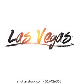 Colorful Las Vegas Hand Drawing Text Vector