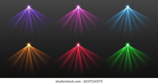 Colorful laser beams, stage decoration, party led effect, neon club spotlights. Podium design element.