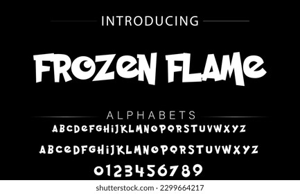 Colorful Latin 3D alphabet with airy thick letters. Font with numbers inflated figures in a cartoon children's style.
