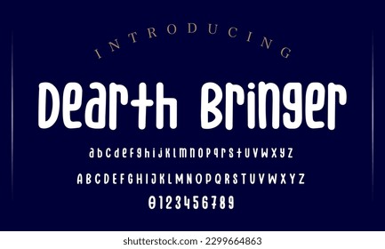 Colorful Latin 3D alphabet with airy thick letters. Font with numbers inflated figures in a cartoon children's style.