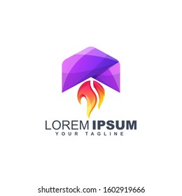 Colorful launch abstract logo design template illustration