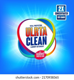 Colorful laundry detergent template mockup for Cleaning service, package design, Washing Powder and Liquid Detergents ready for branding and ads design. Сaring for colored items