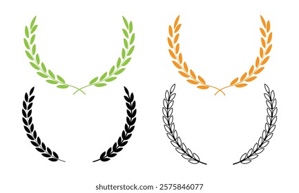 Colorful laurel leaf vector logo design set