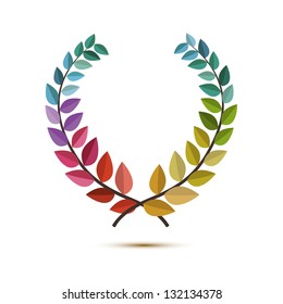 Colorful laurel wreath, vector illustration