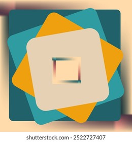 Colorful layered geometric shapes in a modern design composition with a soft color palette
