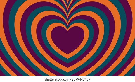 Colorful, layered heart shapes in warm tones create an eye-catching design ideal for Valentine's Day cards, decorations, and digital use