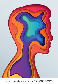 Colorful layered paper cut human silhouette design