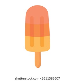 Colorful layered popsicle on wooden stick, perfect for summer clipart and food designs.