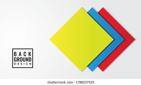 Colorful Layered Square Shape Vector Illustration with Blank Space. Abstract Background Design Template. Yellow Red Blue Color Theme.  Simple and Clean