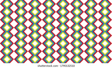 Colorful Layered Square Shape Vector Illustration. Abstract Seamless Pattern Design Template. White Yellow Red Blue Color Theme.  Simple and Clean.