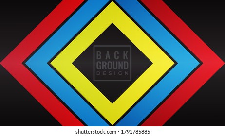 Colorful Layered Square Shape Vector Illustration. Abstract Background Design Template. Yellow Red Blue  Black Color Theme.  Simple and Clean