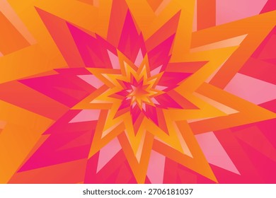 Colorful layered star design with dynamic geometric lines